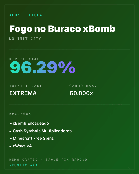 Ficha técnica de Fogo no Buraco xBomb: RTP, volatilidade e ganho máximo na 811Bet