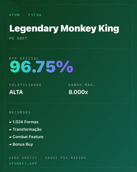 Ficha técnica de Legendary Monkey King: RTP, volatilidade e ganho máximo na 811Bet