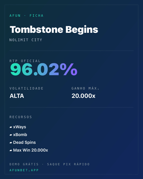 Ficha técnica de Tombstone Begins: RTP, volatilidade e ganho máximo na 811Bet
